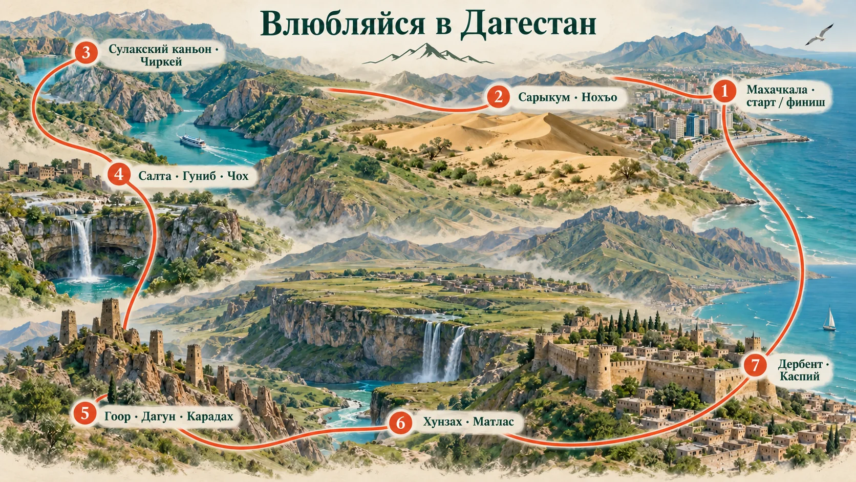 Карта маршрута: Махачкала — Махачкала